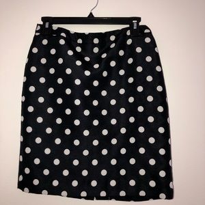 Navy and white polka dot pencil skirt from Loft